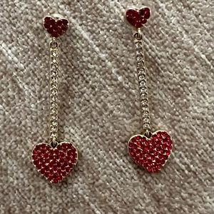 Kate Spade Yours Truly Pave Heart Linear Earrings